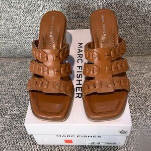 Marc Fisher Tan Braided Slide Sandals Size 8